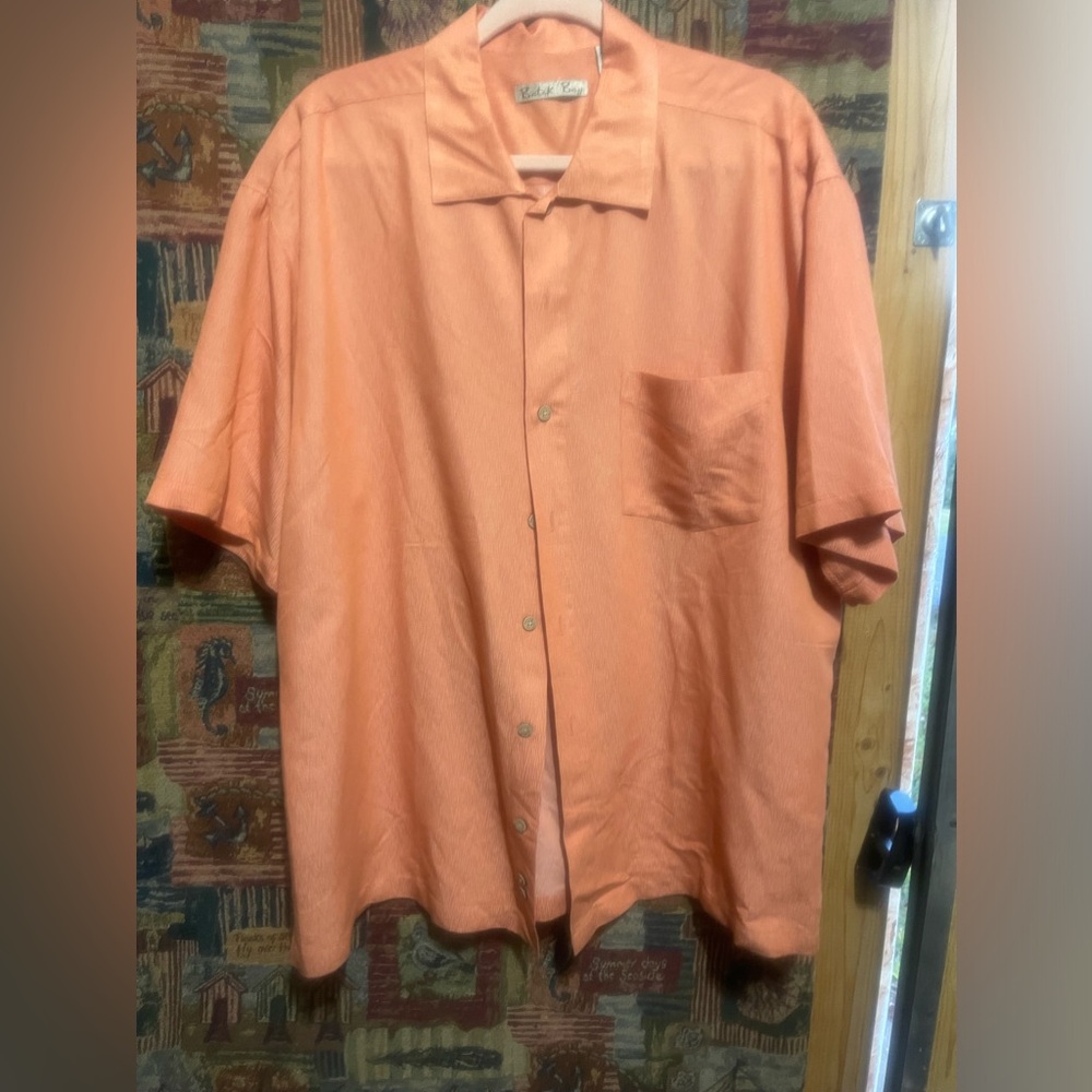 Mens Batck Bay peach short sleeve shirt size XL